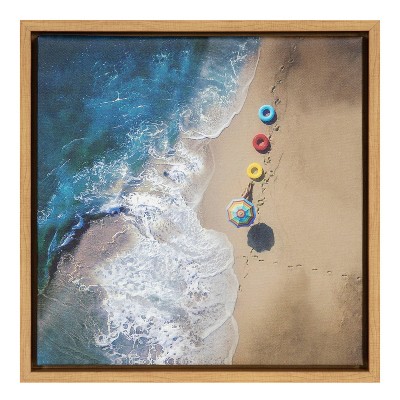 16" x 16" hi summer (Beach) Framed Canvas Wall Art - Amanti Art