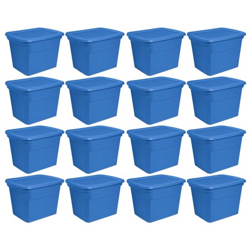 Sterilite 18 Gal Storage Tote, Stackable Bin With Lid, Plastic Container To  Organize Clothes In Closet, Basement, Crisp Green Base And Lid, 16-pack :  Target