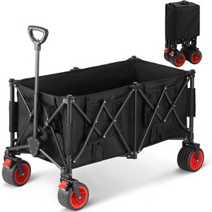 Acekool 400lb Capacity Folding Cart - 42"x22"x30" Utility Wagon w/Smooth Wheels & Cup Holders, Navy - 1 of 4