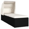 vidaXL Sun Lounger with Canopy and Cushion Poly Rattan Cream White - 3 of 4