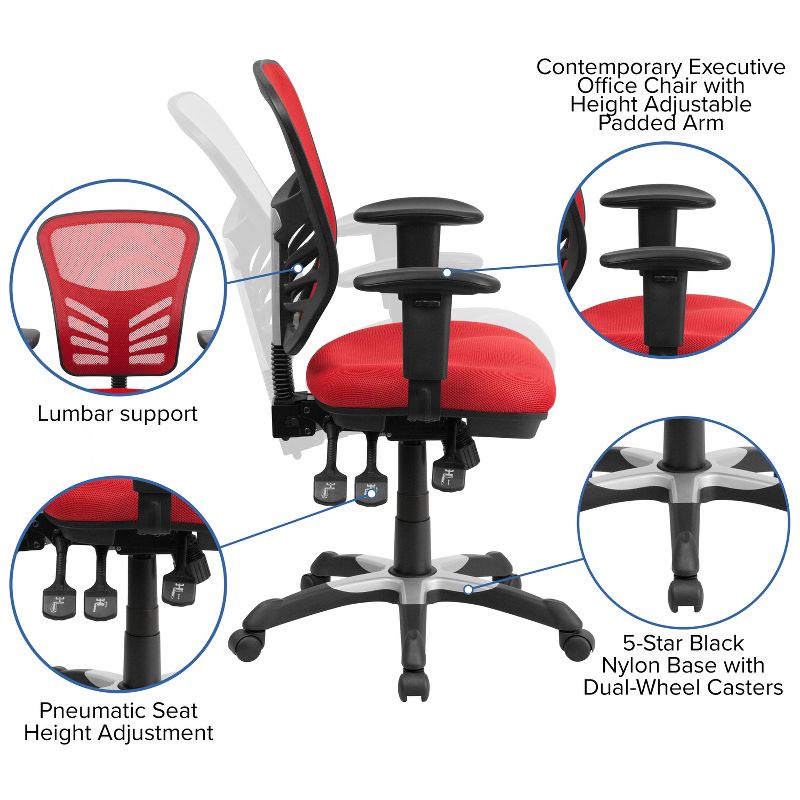 Flash Furniture Mid-Back Mesh Multifunction Executive Swivel Ergonomic Office Chair with Adjustable Arms, 3 of 12
