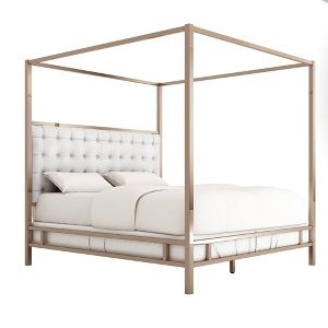 Manhattan Champagne Gold Canopy Bed King White Linen Inspire Q Target