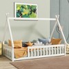 Whisen Full Tent-shaped Floor Bed with Guardrails & Door - 4 of 4
