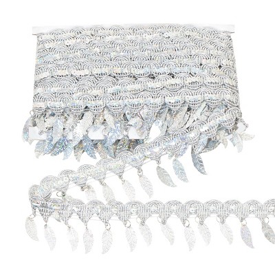Sewing Fringe Trim, 11 Yards Leaf Tassel Sequin Trim Metallic Braided Lace Ribbon for DIY Craft Party Costume Curtain Decoration