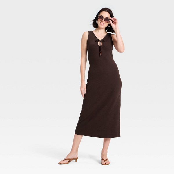 Vestido maxi de punto con cuello ojal y cuentas para mujer - A New Day™ 3