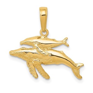 Black Bow Jewelry 14k Yellow Gold Mother and Baby Humpback Whale Pendant - 1 of 4
