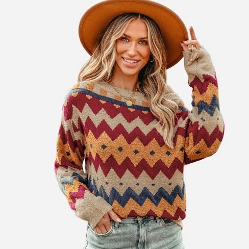 Women's Long Sleeve Honeycomb Knit Pullover Sweater - Cupshe : Target