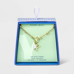 14K Gold Dipped Pearl Charm on Chain Initial Necklace - A New Day Gold - 1 of 4