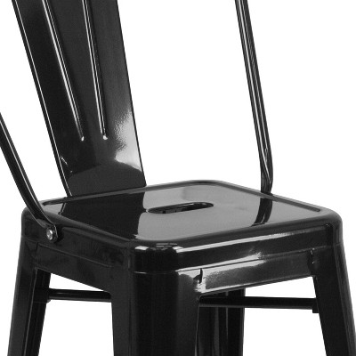 Emma and Oliver 24" Black Metal Indoor-Outdoor Counter Height Stools, Set of 4