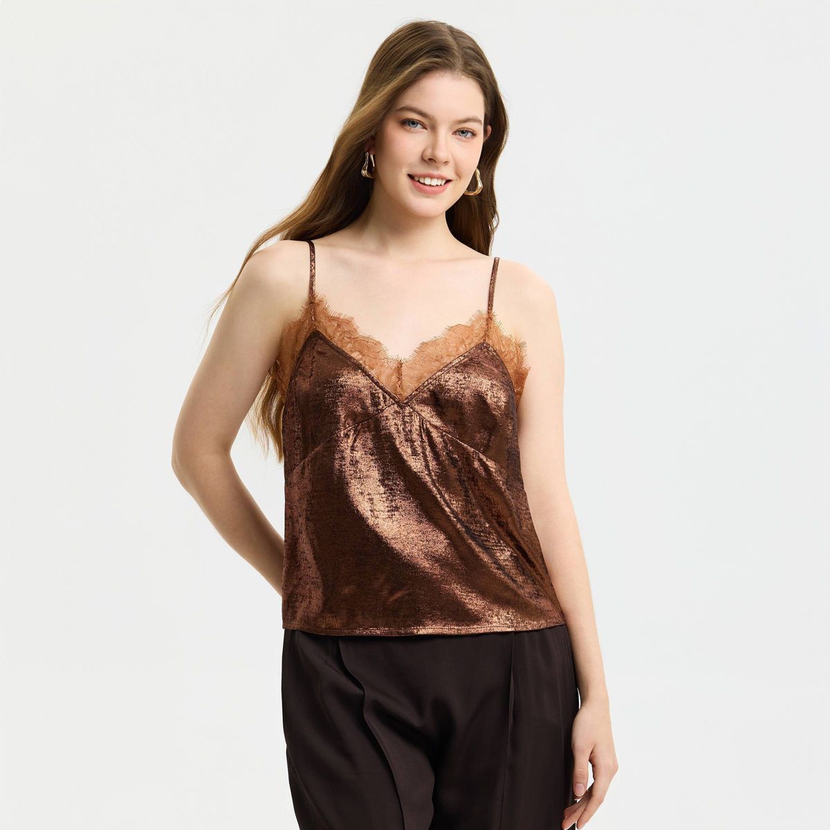Women's Metallic Lace Tank Top - A New Day™