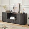 64-Inch Wavy TV Stand with Curved Side Panels, TV Stand Press-to-Open Doors for Living Room, Particle Board TV Stand-Coolbibila - 3 of 4