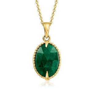 Ross-Simons 5.00 Carat Emerald Pendant Necklace in 18kt Gold Over Sterling Size 18 - 1 of 4