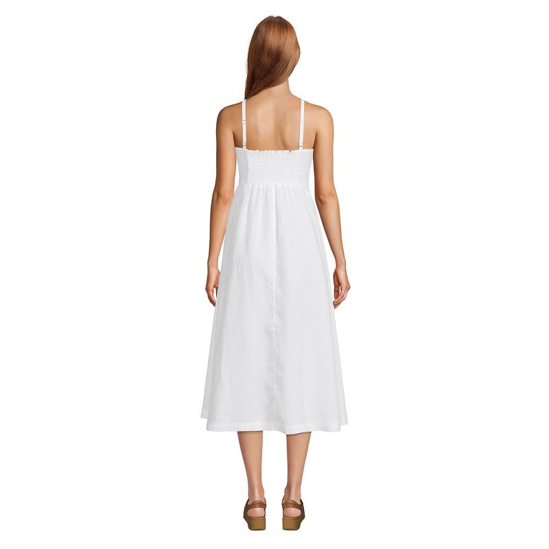 Women's Linen Sleeveless Halter High Neck Midi Dress, 2 of 4