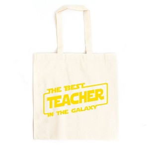 City Creek Prints Best Teacher In The Galaxy Canvas Tote Bag - 1 of 2