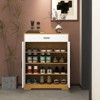 4-Tier Shoe Cabinet 1 Drawer 2 White Doors Adjustable Shelves Freestanding Entryway Hallway - 2 of 4