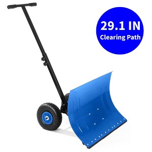 GustoWave Snow Shovel for Driveway, Heavy Duty Snow Removal Tool with Wheels - 1 of 4