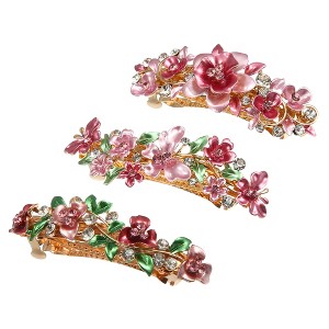 Unique Bargains Women's Rhinestones Hair Clips Accessories Hair Barrettes 3 Pcs - 1 of 4