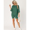 cheibear Women's Knit Loose Fit T-Shirt with Biker Shorts Lounge Sleepwear Pajama Sets - 3 of 4
