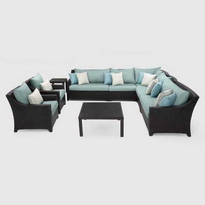 Deco 9pc Sectional and Club Seating Set Spa Blue - RST Brands