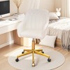 VECELO Height-adjustable Swivel Office Chair PU Leather Counter Height Stools with Tufted Back and Gold Metal Base White - image 4 of 4