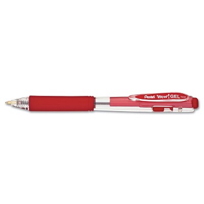 Pentel WOW! Retractable Gel Pen .7mm Trans Barrel Red Ink Dozen K437B