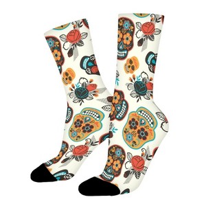Mexico Sugar Skull Women Printed Crew Socks Funny Funky Socks Soft Polyester Novelty Gifts for Artists Men - 1 of 4