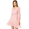 Allegra K Women's Swiss Dots Elastic Waist 3/4 Sleeve A-line Solid Flowy Chiffon Dress - 2 of 4