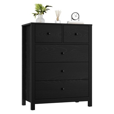 5 Drawer Dresser for Bedroom, Tall Dresser with Deep Drawers & Metal Knobs, Modern Wood Grain Chests of Drawers for Entryway, Hallway