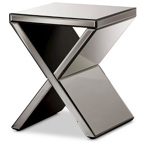 Morris Modern and Contemporary Hollywood Regency Glamour Style Accent Side Table - Silver - Baxton Studio - 1 of 3