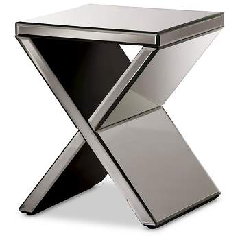 Morris Modern and Contemporary Hollywood Regency Glamour Style Accent Side Table - Silver - Baxton Studio