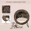 Angel Sar 20.5 Inch Woven Wicker Cat Bed, Elevated Braided Banana Leaf Cat House with Cushion, Brown Rattan Hanging Cat Condo for Indoor Cats - 4 of 4