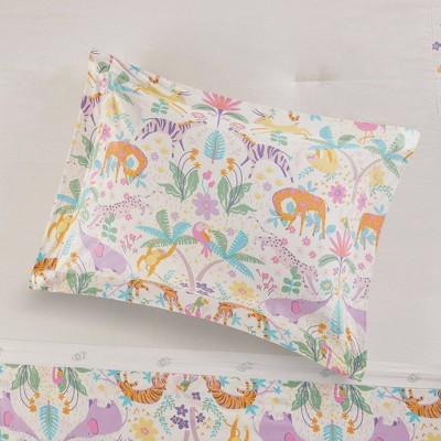 Twin Reversible Cotton Floral and Jungle Duvet Cover Set