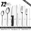 Aoibox 72-Piece Silverware Set for 12 with Steak Knives, Stainless Steel Cutlery Set Includes Forks, Spoons,Knives,Dishwasher Safe for Home&Restaurant - 2 of 4