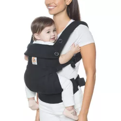 Ergobaby 360 Soft Structured Baby Carrier with Lumbar Support - For Babies - Pure Black - 12-45 lbs