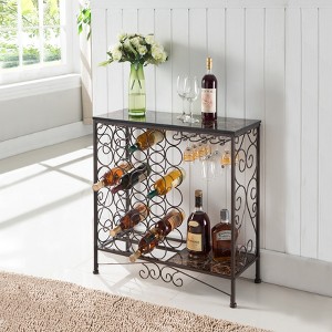 Kings Brand Furniture - Freestanding Wine Rack Table, Liquor Bar Cabinet with Wine Storage - Holds 24 Bottles and Glasses Holder - 1 of 3