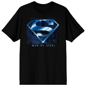 Superman Man Of Steel Adult Black Crew Neck Short Sleeve T-shirt - 1 of 4