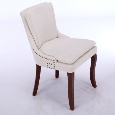 Dolonm Modern Chenille Dining Chairs Set of 2 - Double-Cushioned Mid Back Accent Chairs with Solid Wood Legs for Dining & Living Room