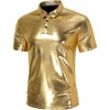 Men's 70s Disco Shirts Shiny Sequins Short Sleeve Party Shirt Slim Fit Nightclub Costume Tops - 2 of 4