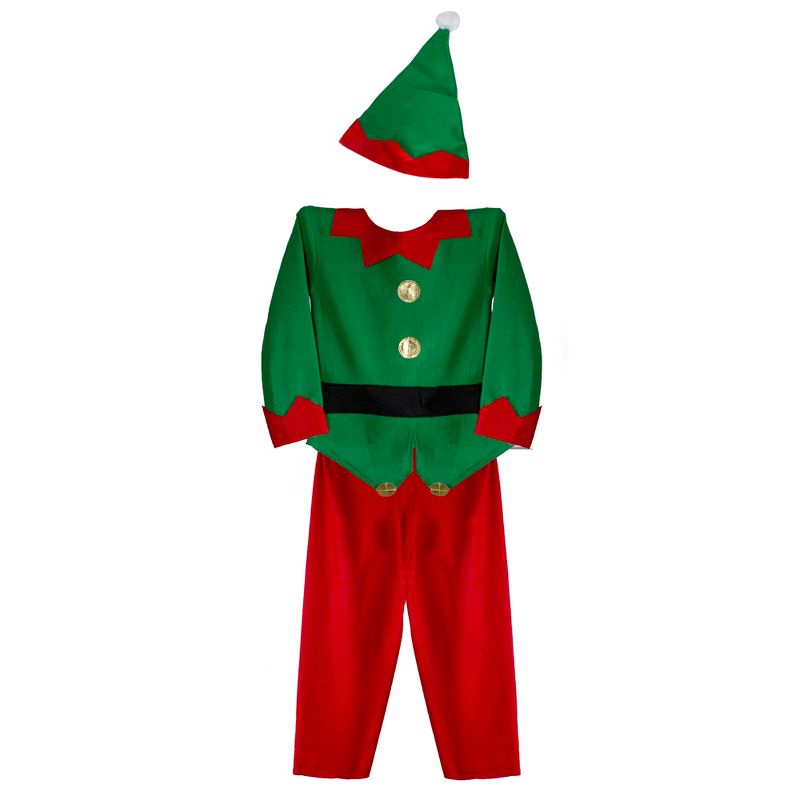 Northlight 26" Red and Green Elf Boy's Costume With a Christmas Santa Hat - 6-8 Years, 2 of 3