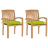 vidaXL Patio Chair Set of 2 Natural Wood Teak Wood Standard Stackable - 2 of 4