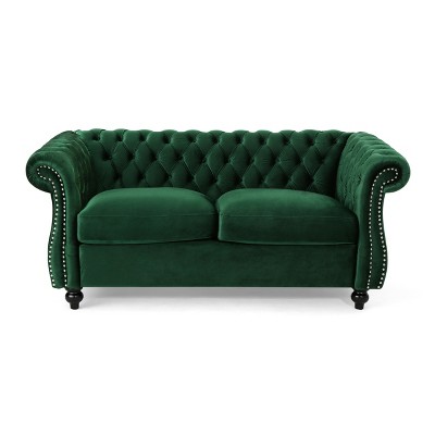 VYNXARIA Chesterfield Style LOVESEAT SOFA - 61.75" W, Deep Button Tufted Diamond Stitch, Nailhead Accents, Rolled Arms, Elegant Gray Upholstery