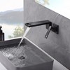 Sumerain Waterfall Brass Wall Mount Bathroom Sink Faucet, Vanities Faucets, Matte Black - 3 of 4