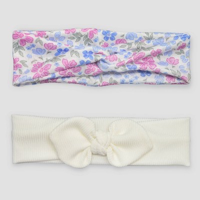 Carter's Just One You® Baby 2pk Floral Headwrap - 0-12M: Elastic Polyester Headbands, Solid Pattern
