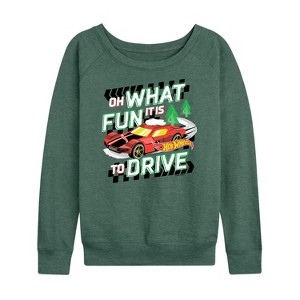 Women's - Hot Wheels - Holiday Merchandise Lightweight French Terry Wide Neck Long Sleeve Shirt - 1 of 4