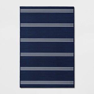 6' x 9' Outdoor Rug Navy Stripe - Threshold™ - 1 of 4