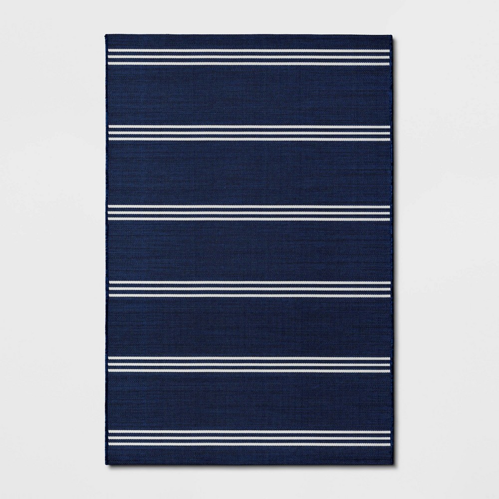 Photos - Area Rug 6' x 9' Outdoor Rug Navy Stripe - Threshold™