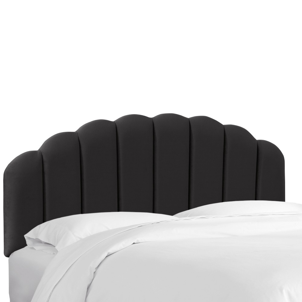 Photos - Bed Frame Skyline Furniture King Shell Headboard Black Velvet