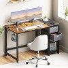 40 Inch Computer Desk with Drawers, Home Office Desk Writing Desk Work PC Table Study Desk with 2-Tier Drawers Storage Shelf Side Hook-The Pop Home - 2 of 4