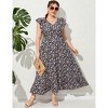 Womens Plus Size Casual Sleeveless Maxi Dress Ruffle Sleeve A Line Swing Summer Maxi Dress with Pockets - 2 of 4