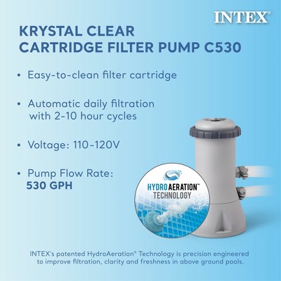 Intex 15' Blue Round Above Ground Pool with Filter Pump and Cover